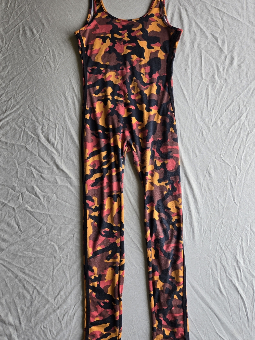 🔥 Revamped Red, Orange & Black Camo Tank Y2K Jumpsuit 🔥